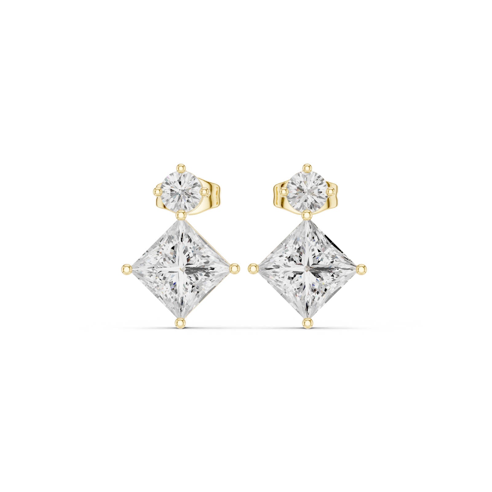 1.78 Ct. Princess and Round Diamond Drop Earrings (AOMER105101-RPT) 8