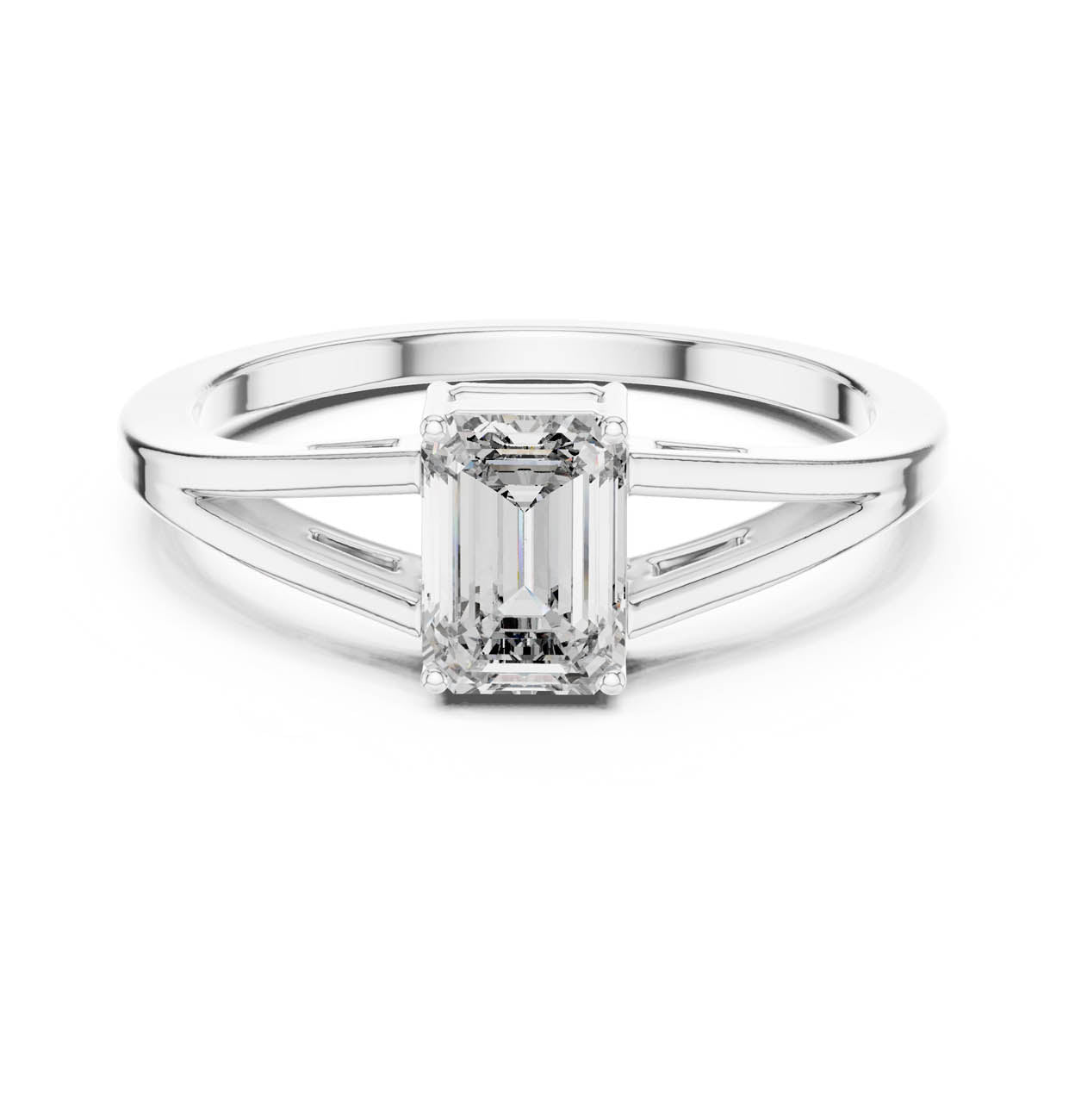 .70 Ct. Emerald-Cut Diamond Ring with Elegant Split Shank (AVBLR-128)
