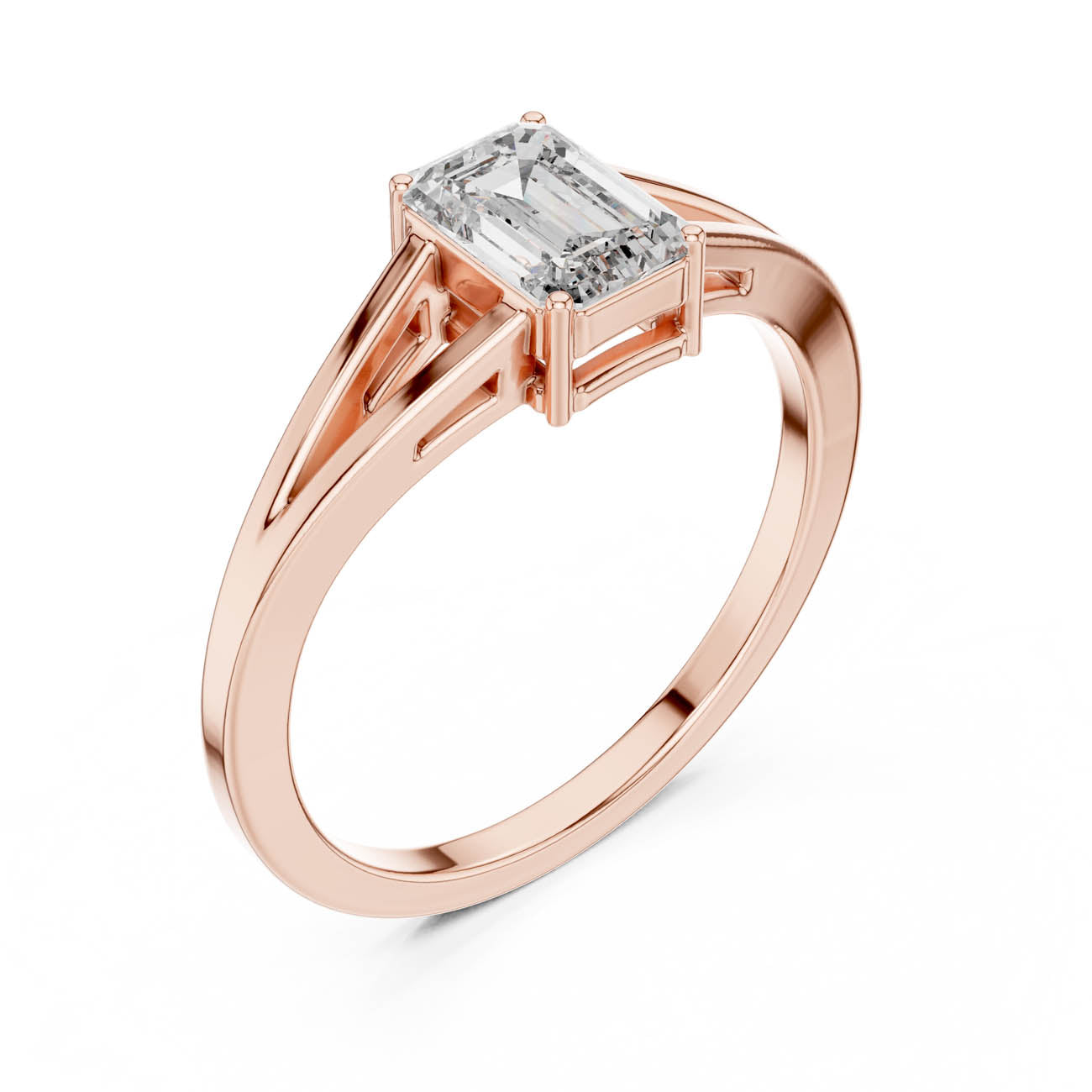 .70 Ct. Emerald-Cut Diamond Ring with Elegant Split Shank (AVBLR-128) 8