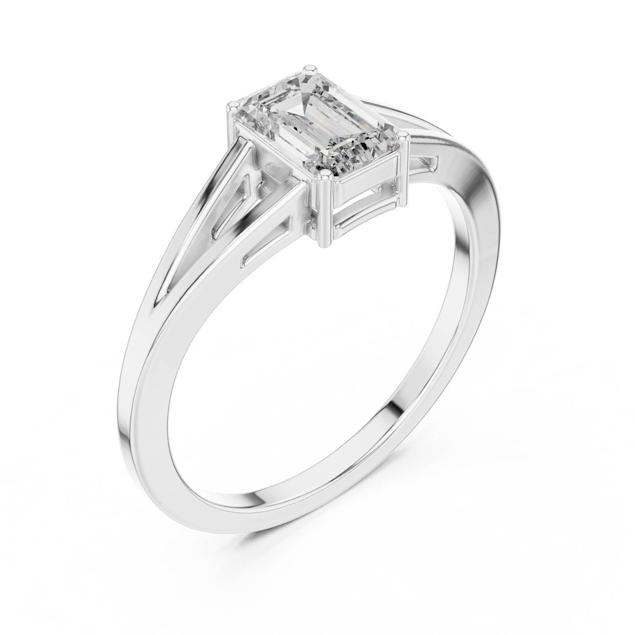.70 Ct. Emerald-Cut Diamond Ring with Elegant Split Shank (AVBLR-128) 6