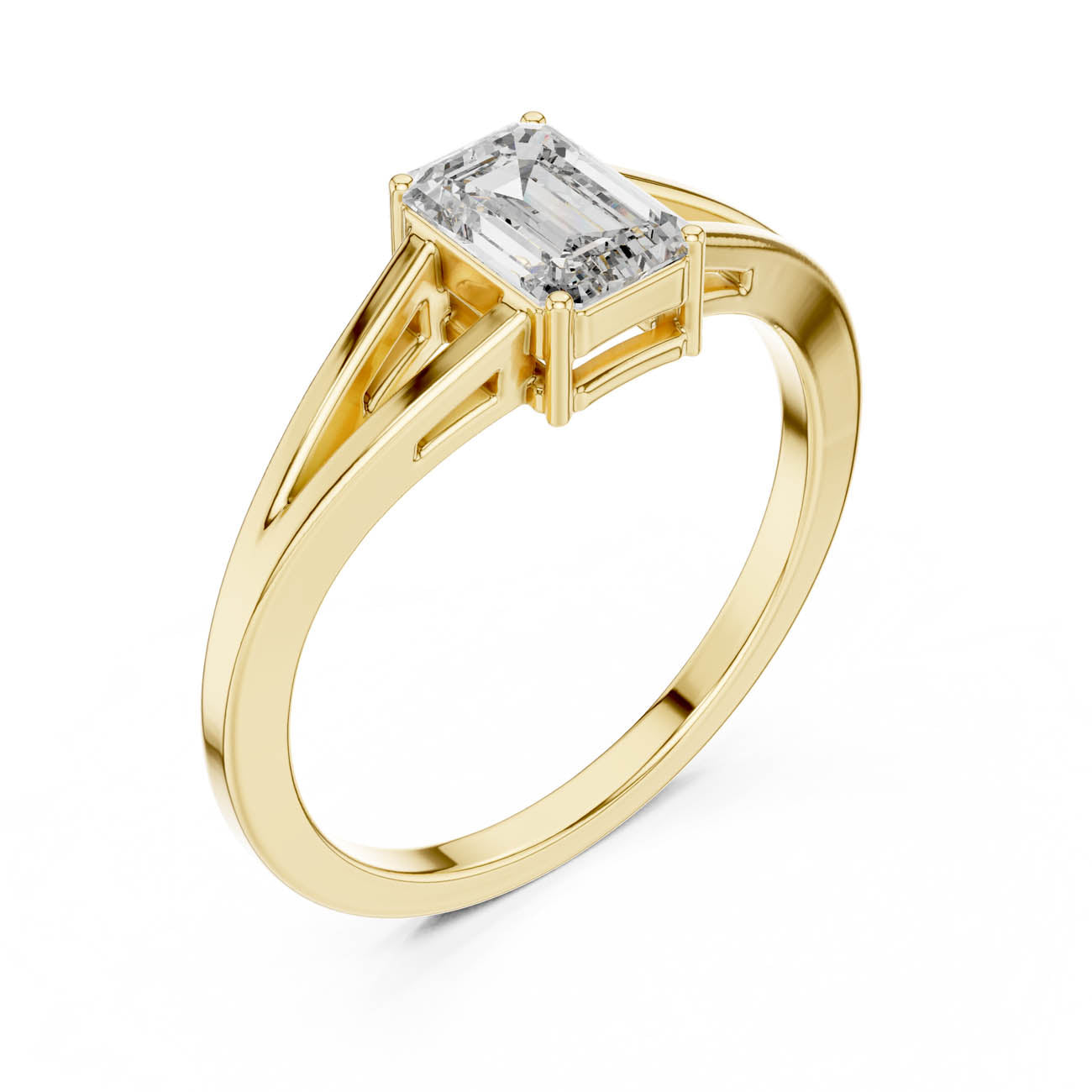.70 Ct. Emerald-Cut Diamond Ring with Elegant Split Shank (AVBLR-128)