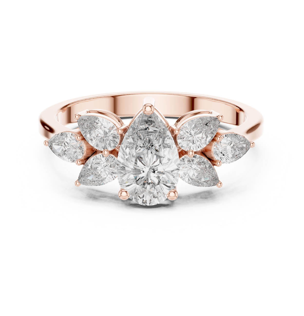 1.31 Ct. All-Pear Diamond Floral Cluster Ring (AVBLR-132)