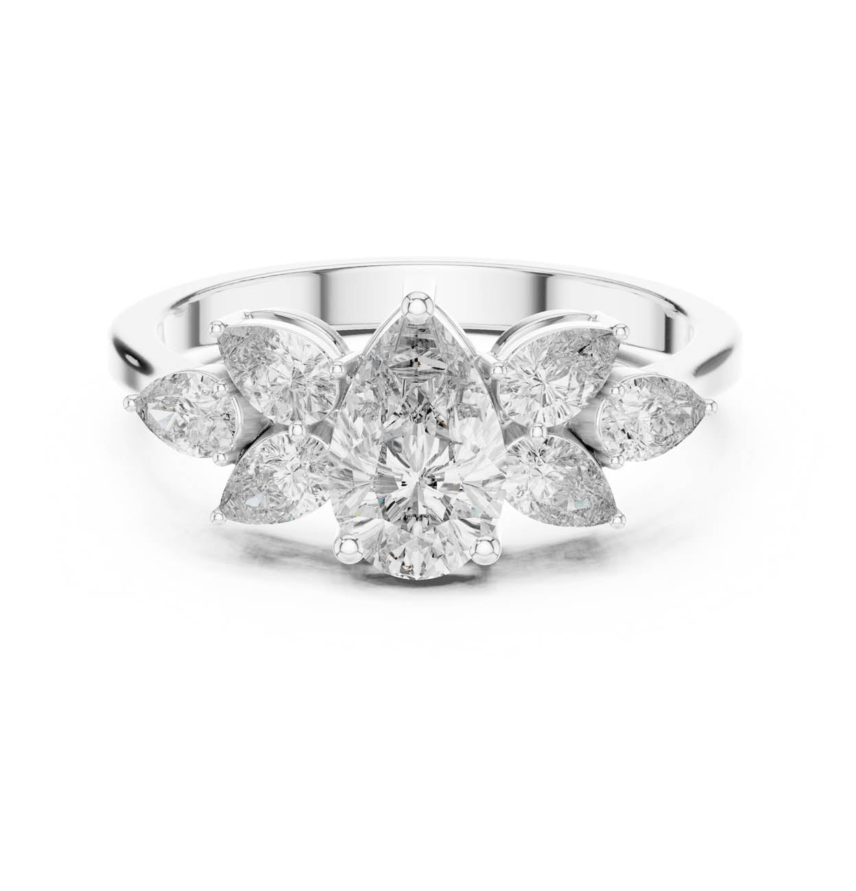 1.31 Ct. All-Pear Diamond Floral Cluster Ring (AVBLR-132) 7