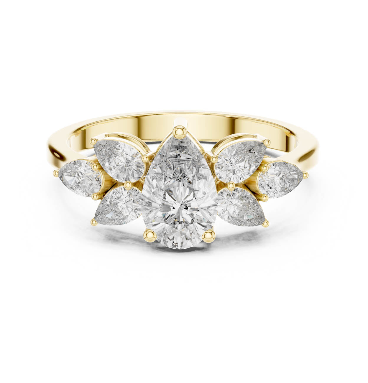 1.31 Ct. All-Pear Diamond Floral Cluster Ring (AVBLR-132) 5