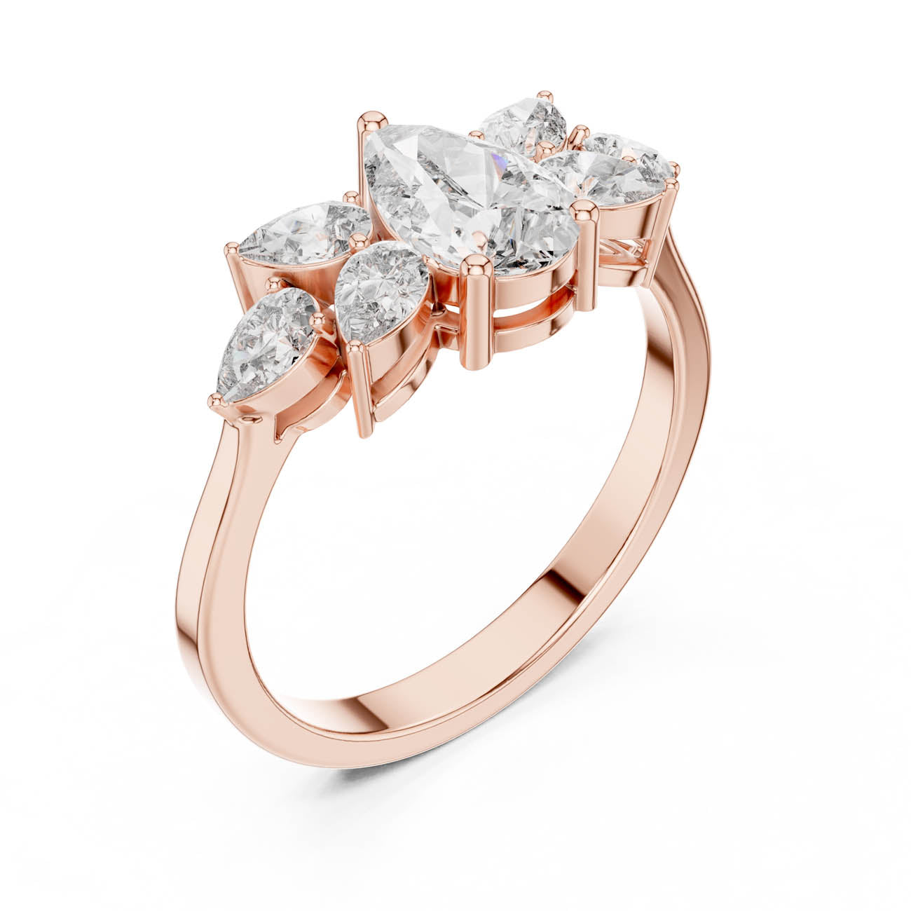 1.31 Ct. All-Pear Diamond Floral Cluster Ring (AVBLR-132) 8