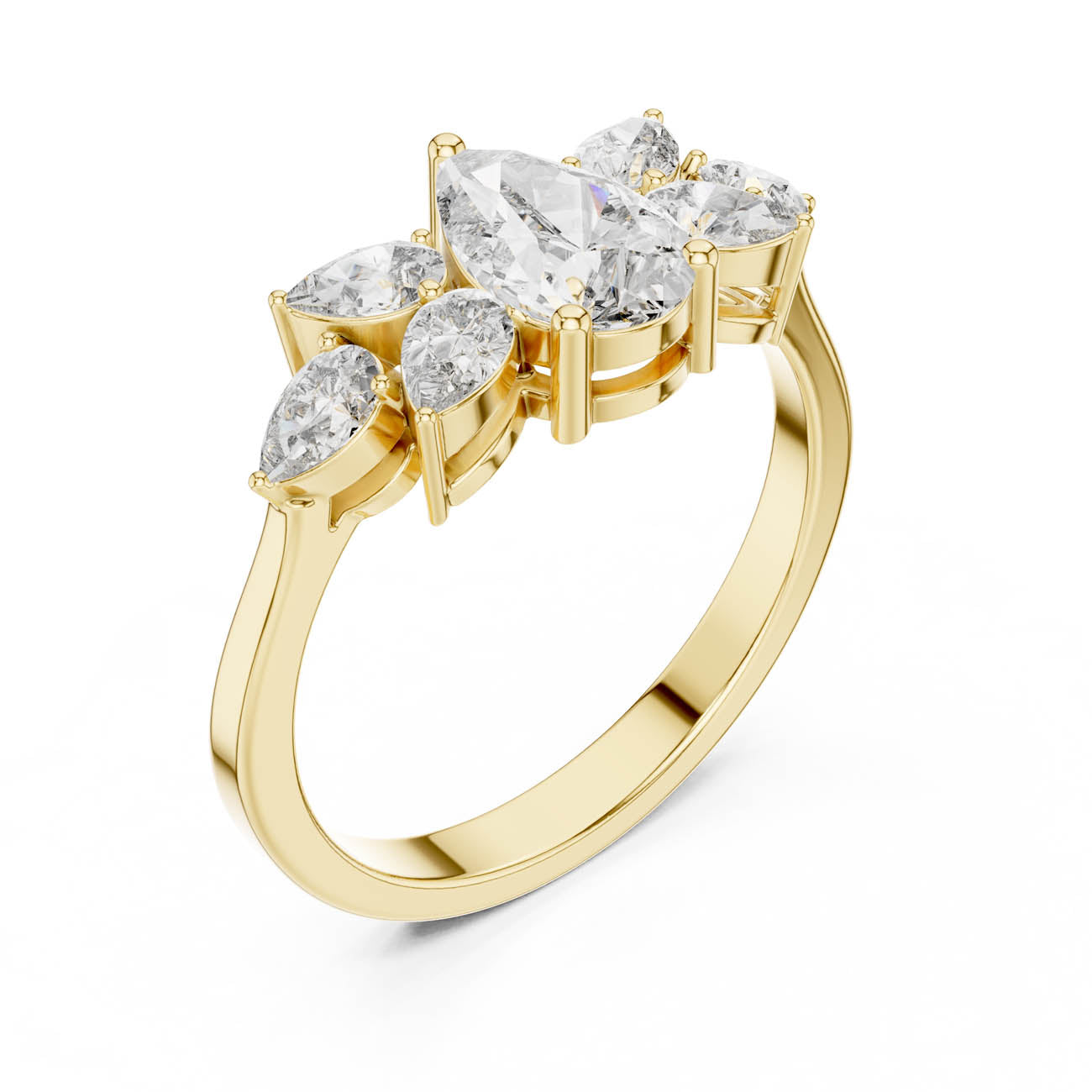 1.31 Ct. All-Pear Diamond Floral Cluster Ring (AVBLR-132)