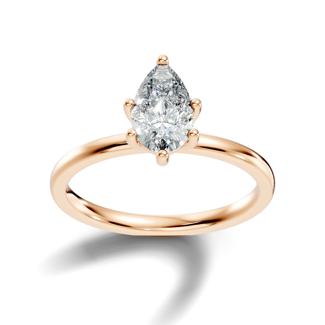 1.00 Ct. Pear Diamond Petite Solitaire Ring (b12-c)