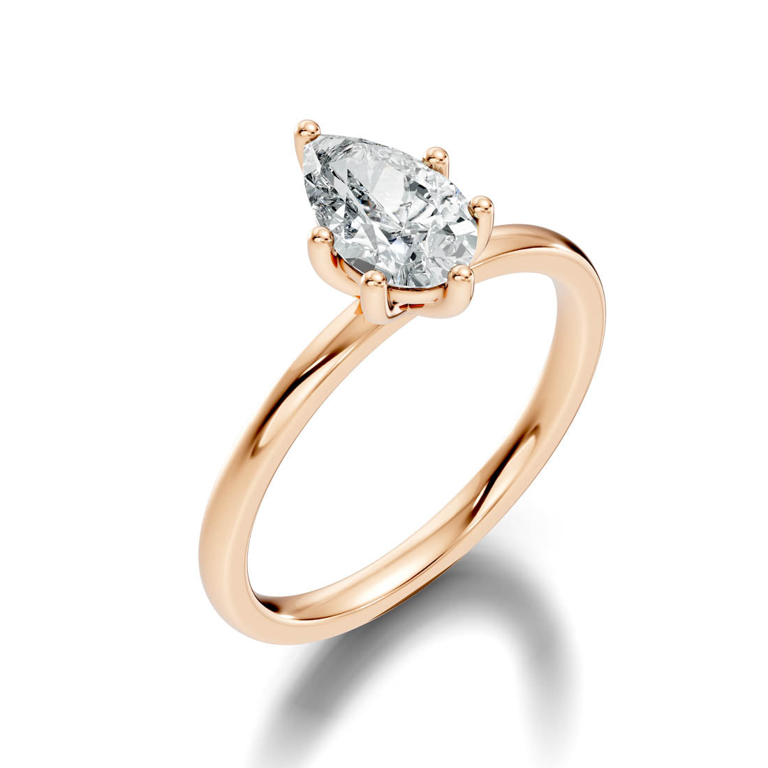1.00 Ct. Pear Diamond Petite Solitaire Ring (b12-c) 4