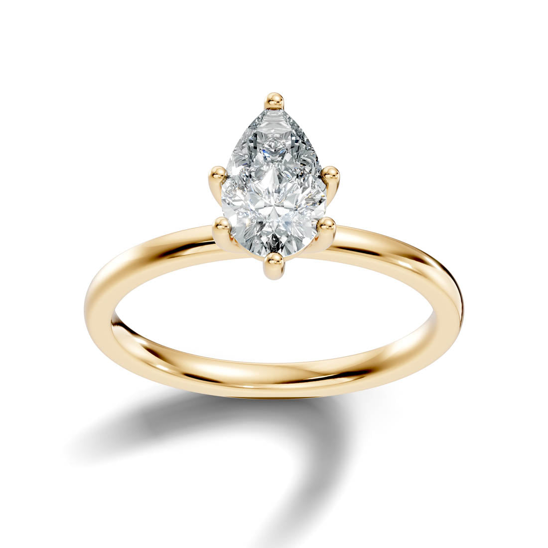 .50-1.00 Ct. Pear-Cut Diamond Solitaire Ring with Five-Prong Setting (b12-c)