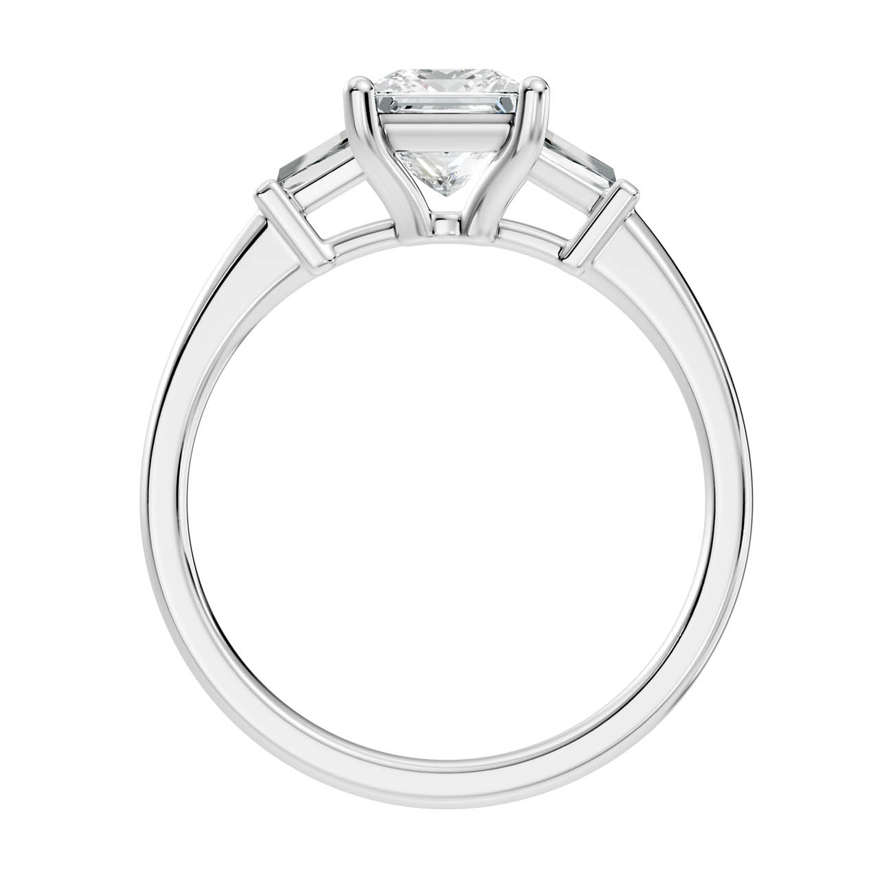1.08 Ct. Classic Princess Cut Diamond Ring with Tapered Baguette Side Stones (b13-d) 12