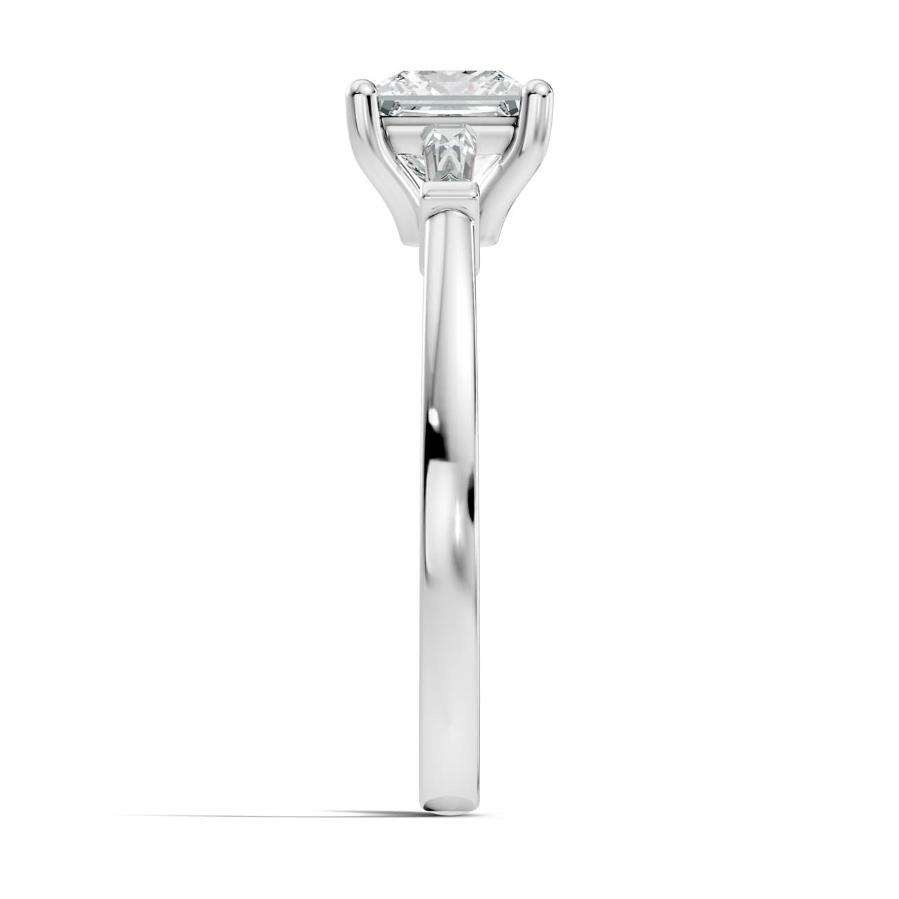 1.08 Ct. Classic Princess Cut Diamond Ring with Tapered Baguette Side Stones (b13-d) 13