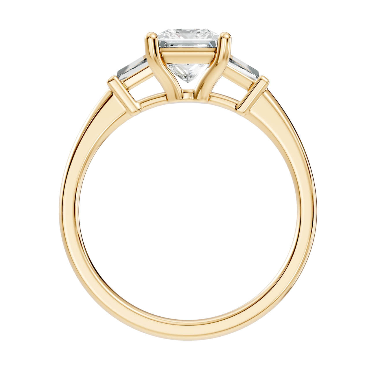 1.08 Ct. Classic Princess Cut Diamond Ring with Tapered Baguette Side Stones (b13-d) 14