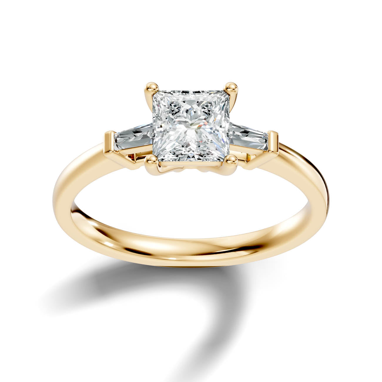 1.08 Ct. Classic Princess Cut Diamond Ring with Tapered Baguette Side Stones (b13-d) 4