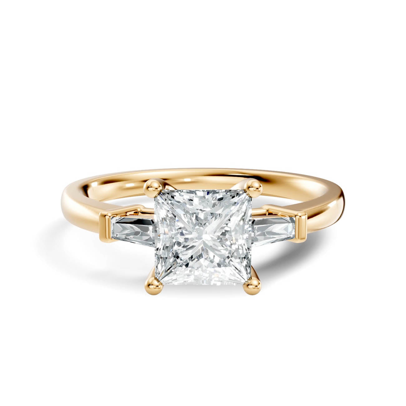 1.08 Ct. Classic Princess Cut Diamond Ring with Tapered Baguette Side Stones (b13-d) 8