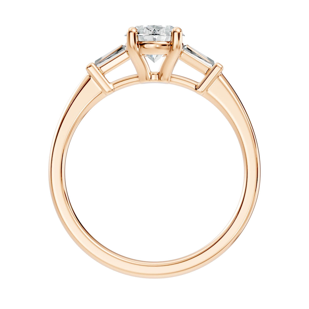 1.08 Ct. Classic Oval Diamond Ring with Tapered Baguette Side Stones (b13-b) 8