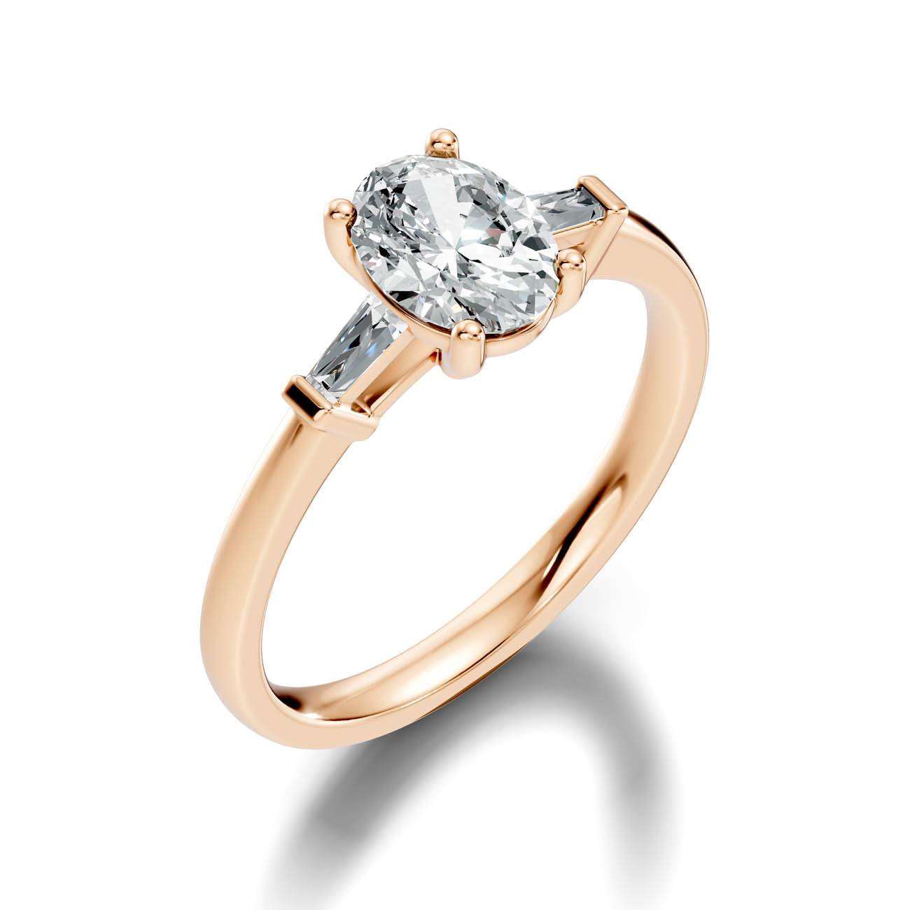 1.08 Ct. Classic Oval Diamond Ring with Tapered Baguette Side Stones (b13-b) 11