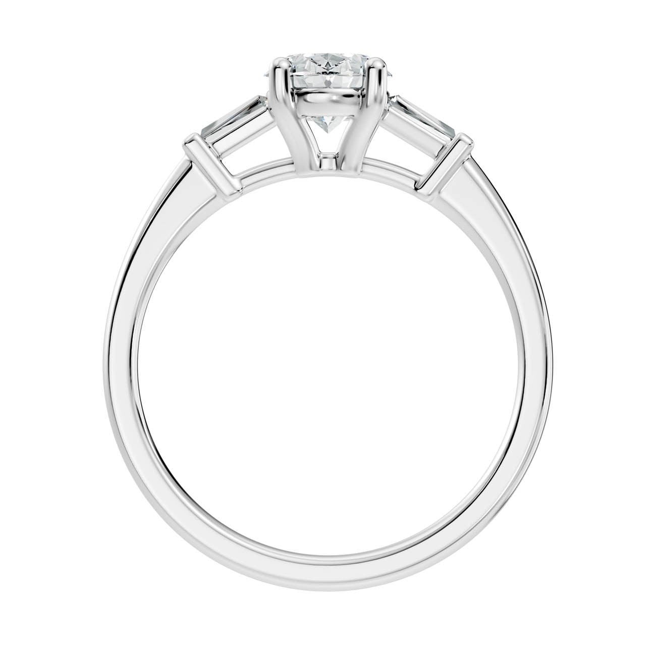 1.08 Ct. Classic Oval Diamond Ring with Tapered Baguette Side Stones (b13-b) 12