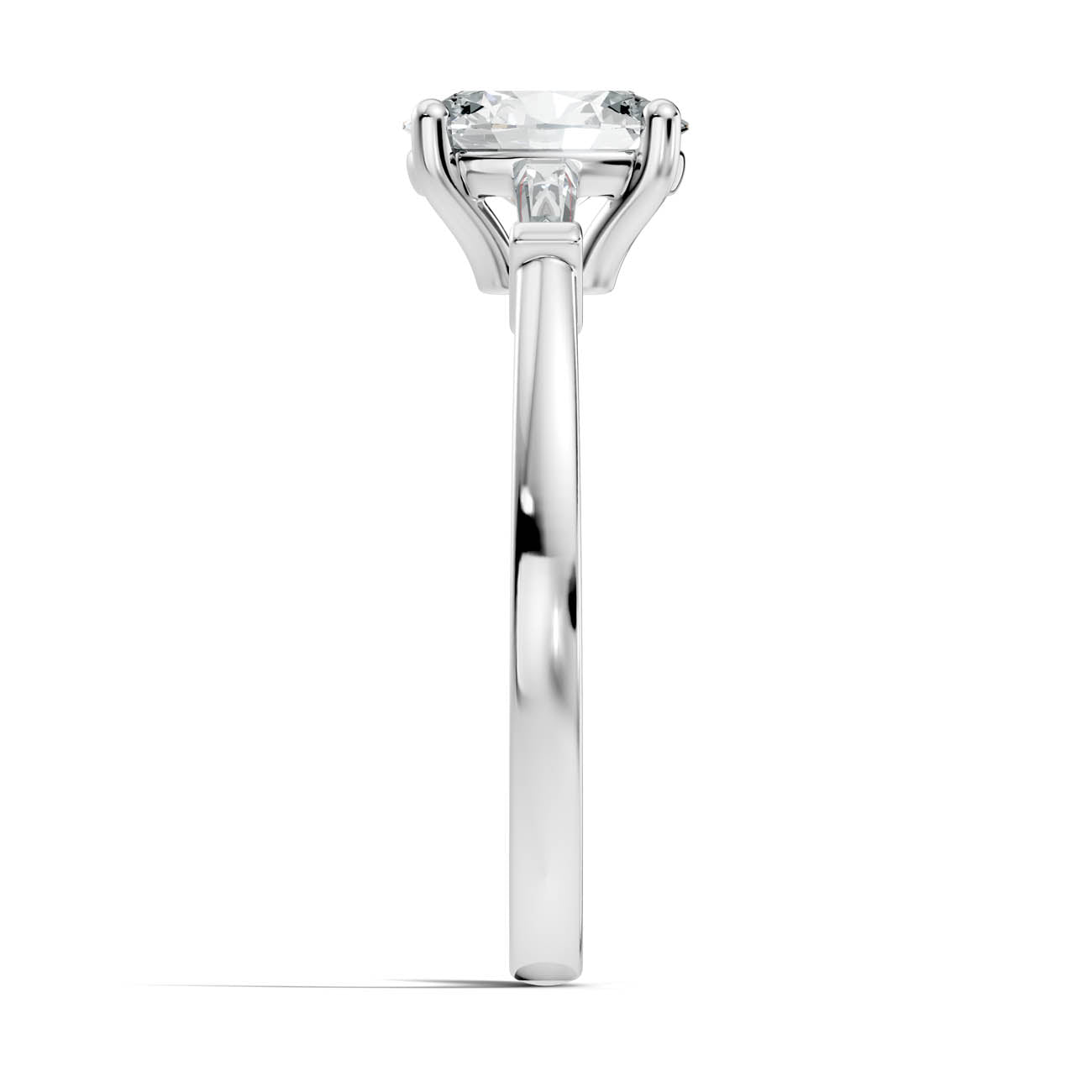 1.08 Ct. Classic Oval Diamond Ring with Tapered Baguette Side Stones (b13-b) 13