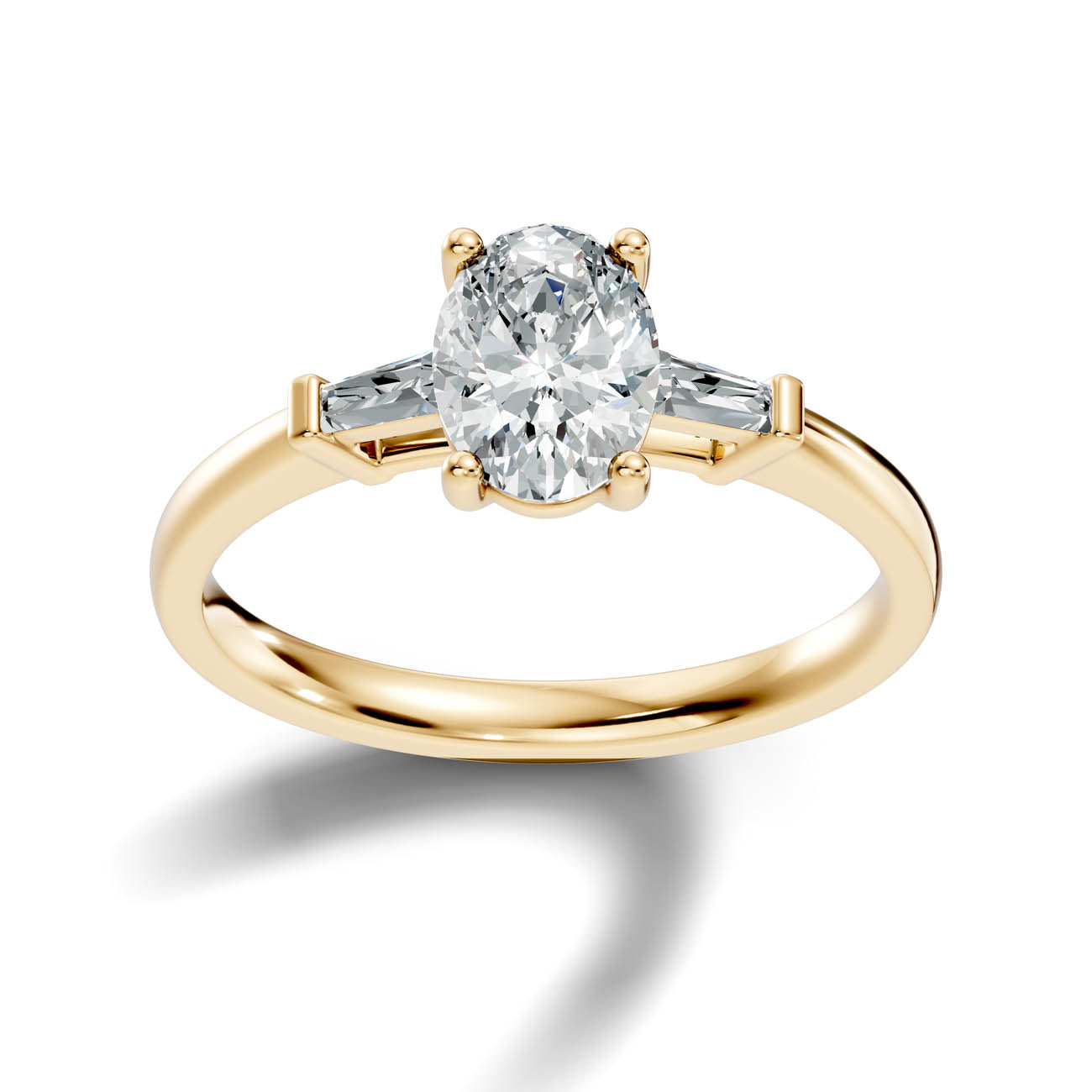 1.08 Ct. Classic Oval Diamond Ring with Tapered Baguette Side Stones (b13-b) 4