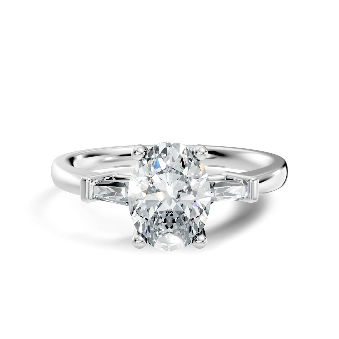 1.08 Ct. Classic Oval Diamond Ring with Tapered Baguette Side Stones (b13-b) 6