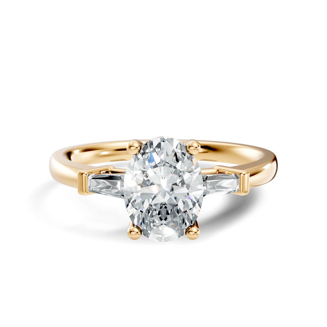 1.08 Ct. Classic Oval Diamond Ring with Tapered Baguette Side Stones (b13-b) 3