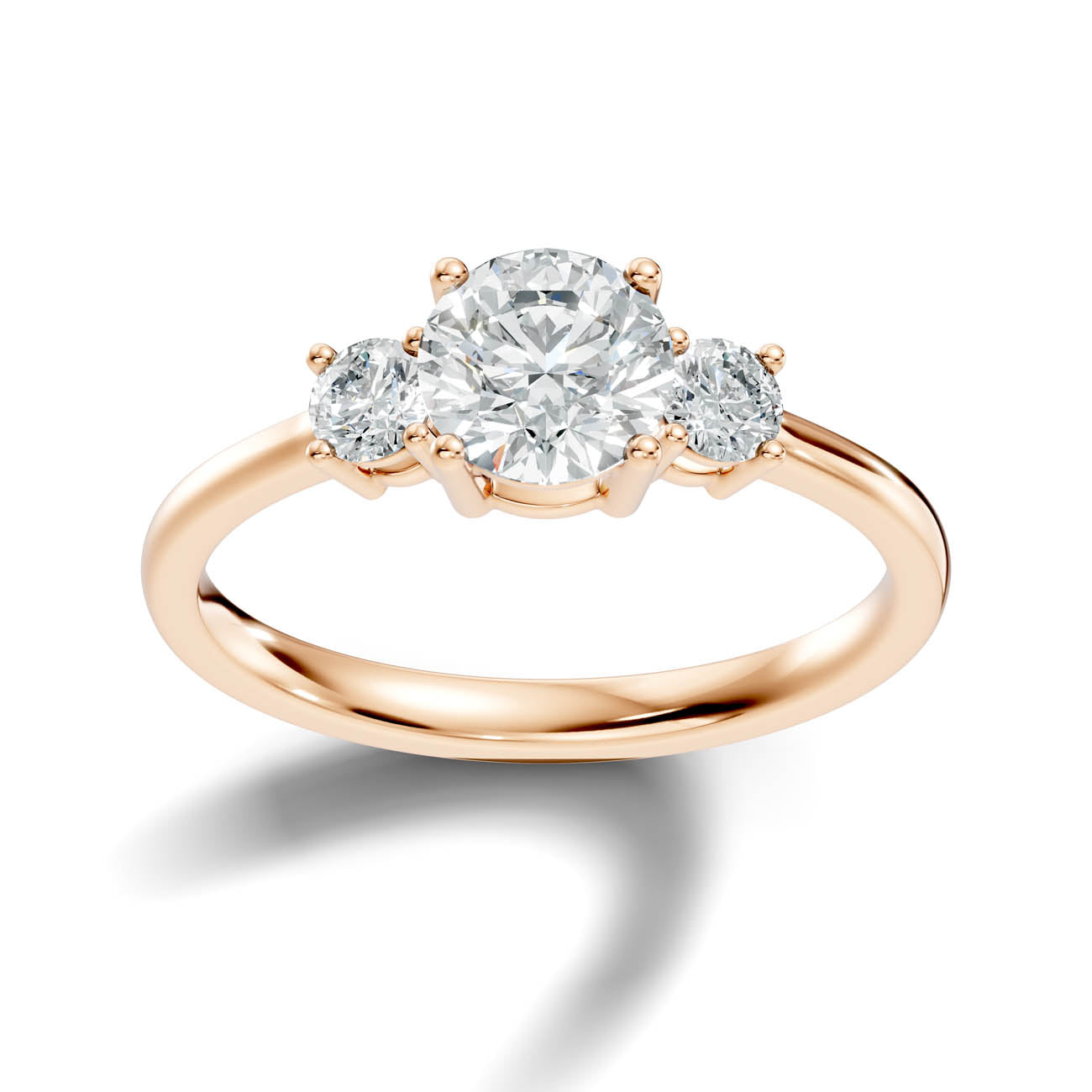 .50-1.00 Ct. Classic Round Diamond Ring with Round Side Stones (b14-a)