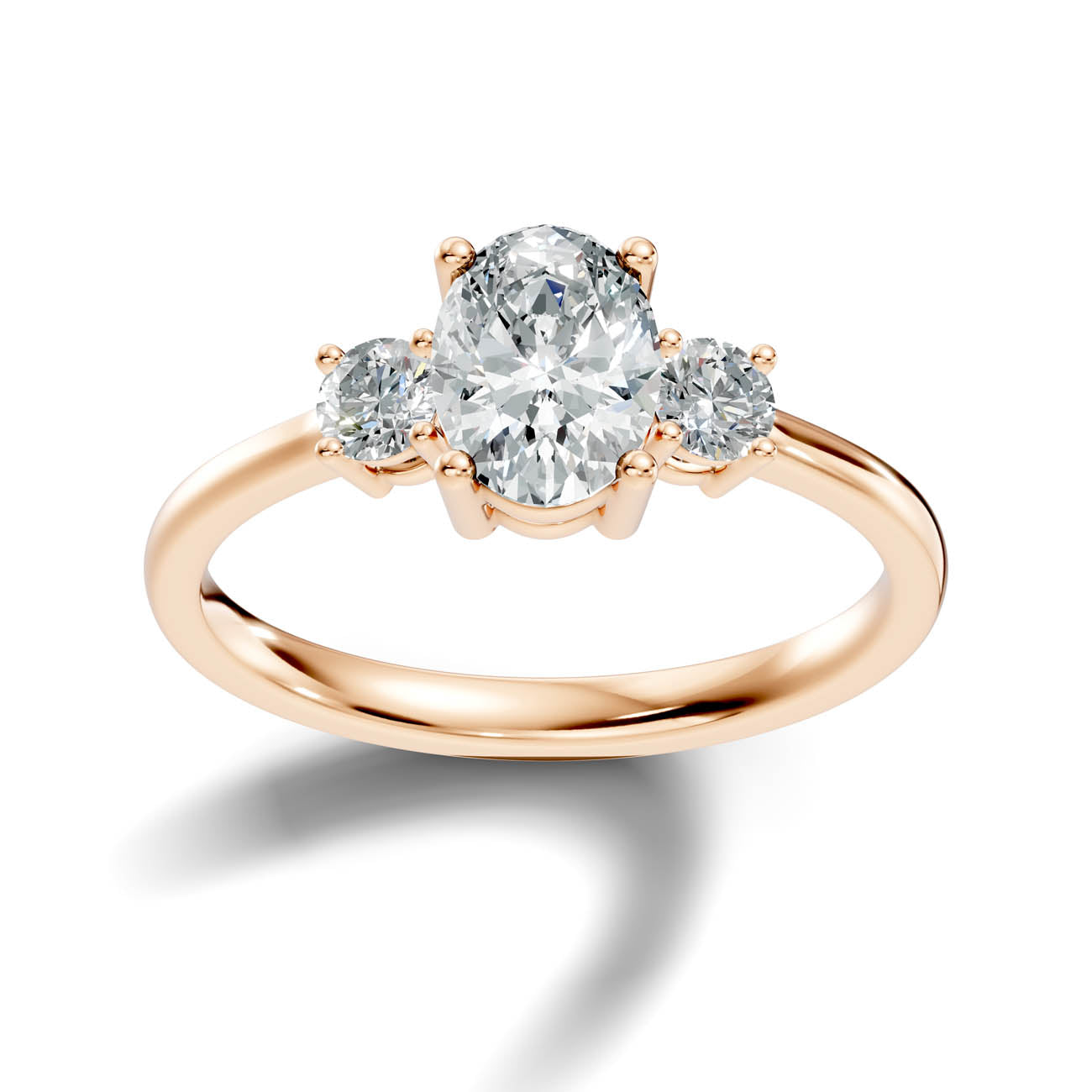 .50-1.00 Ct. Classic Oval Diamond Ring with Round Side Stones (b14-b)