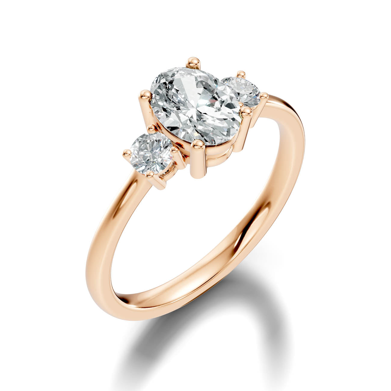 .50-1.00 Ct. Classic Oval Diamond Ring with Round Side Stones (b14-b) 3