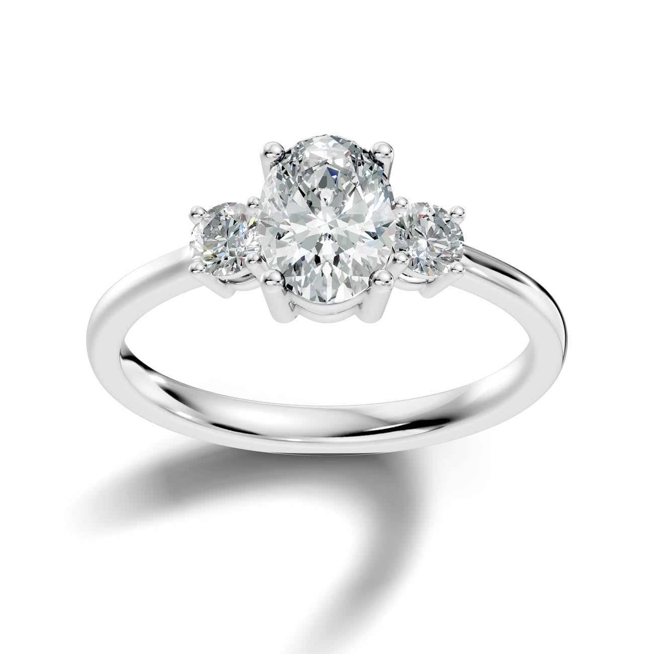 .50-1.00 Ct. Classic Oval Diamond Ring with Round Side Stones (b14-b) 8