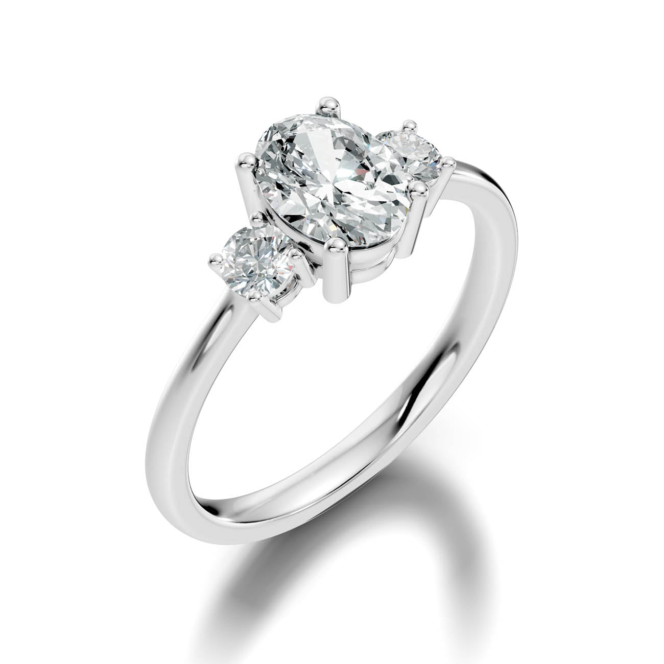 .50-1.00 Ct. Classic Oval Diamond Ring with Round Side Stones (b14-b) 10