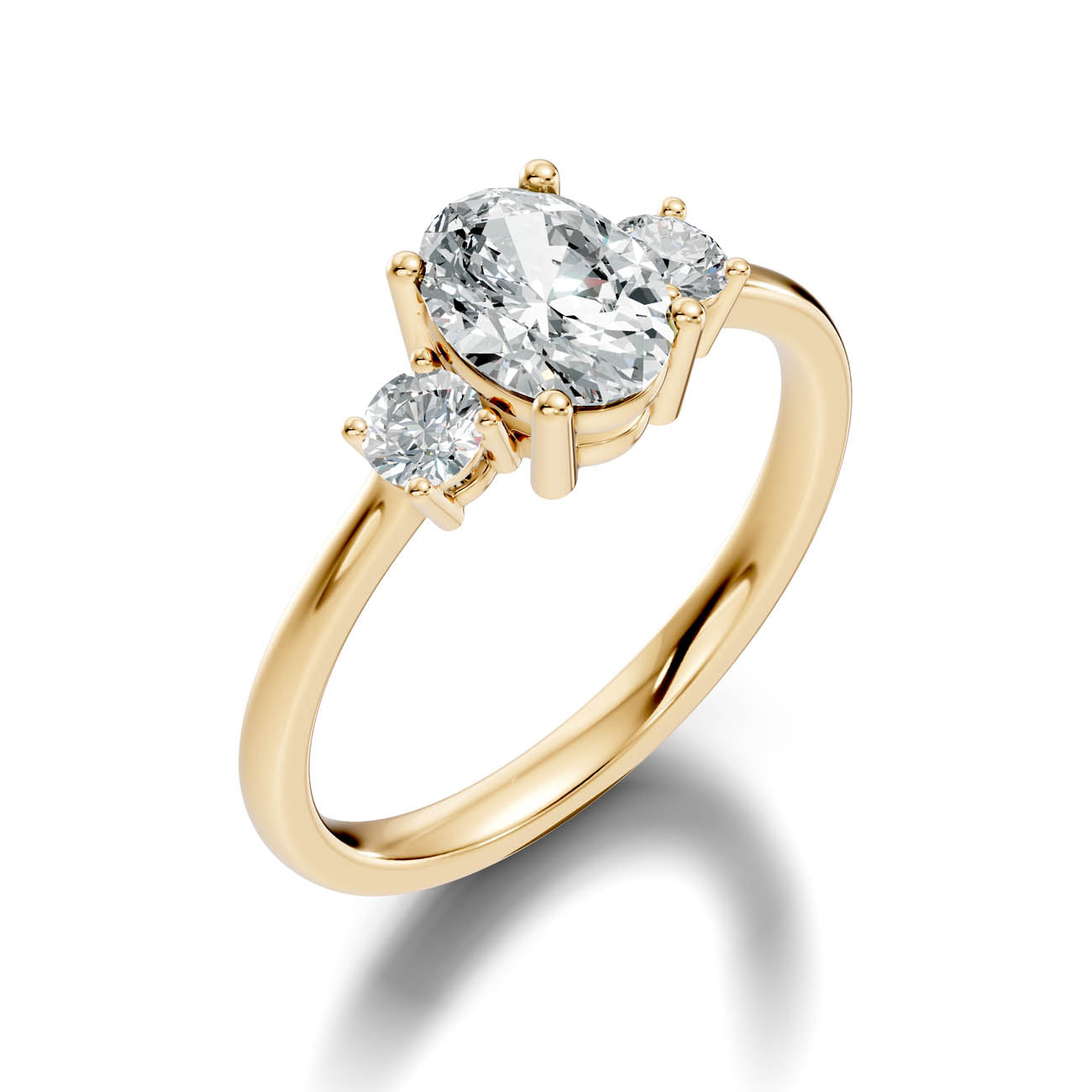.50-1.00 Ct. Classic Oval Diamond Ring with Round Side Stones (b14-b) 14