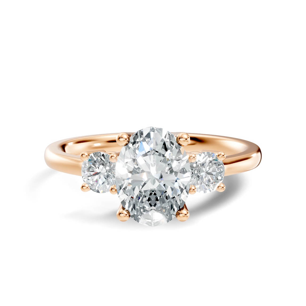 .50-1.00 Ct. Classic Oval Diamond Ring with Round Side Stones (b14-b) 15