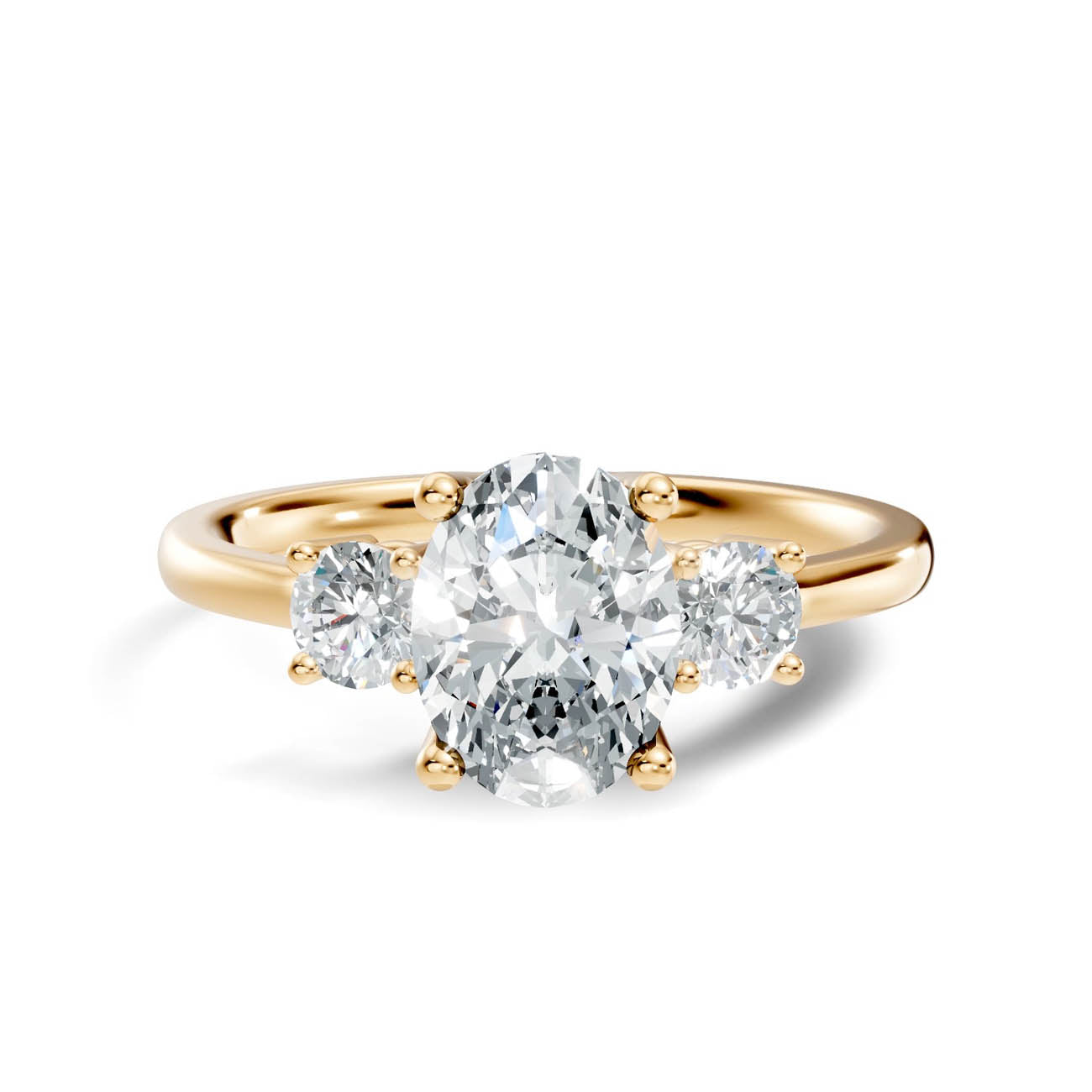 .50-1.00 Ct. Classic Oval Diamond Ring with Round Side Stones (b14-b)