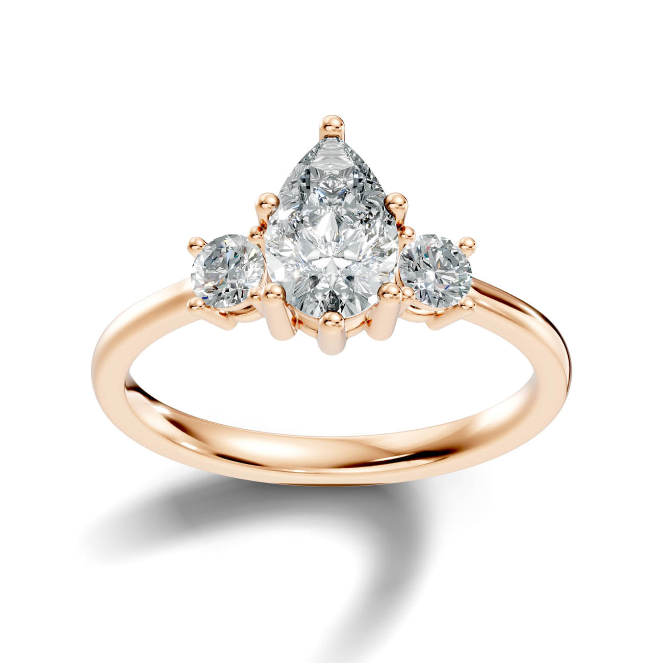 .50-1.00 Ct. Classic Pear Cut Diamond Ring with Round Side Stones (b14-c)