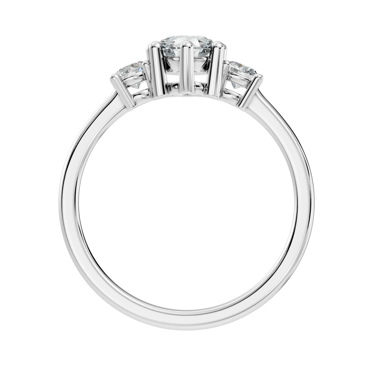 .50-1.00 Ct. Classic Pear Cut Diamond Ring with Round Side Stones (b14-c) 14