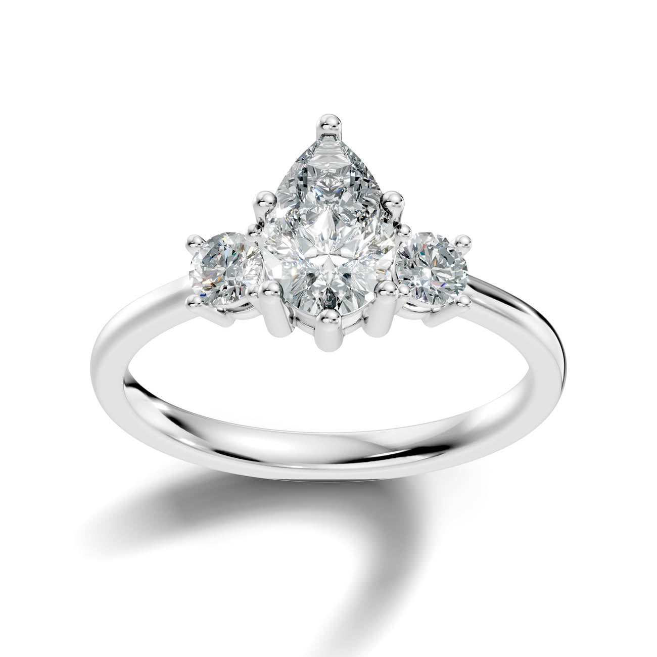 .50-1.00 Ct. Classic Pear Cut Diamond Ring with Round Side Stones (b14-c) 8