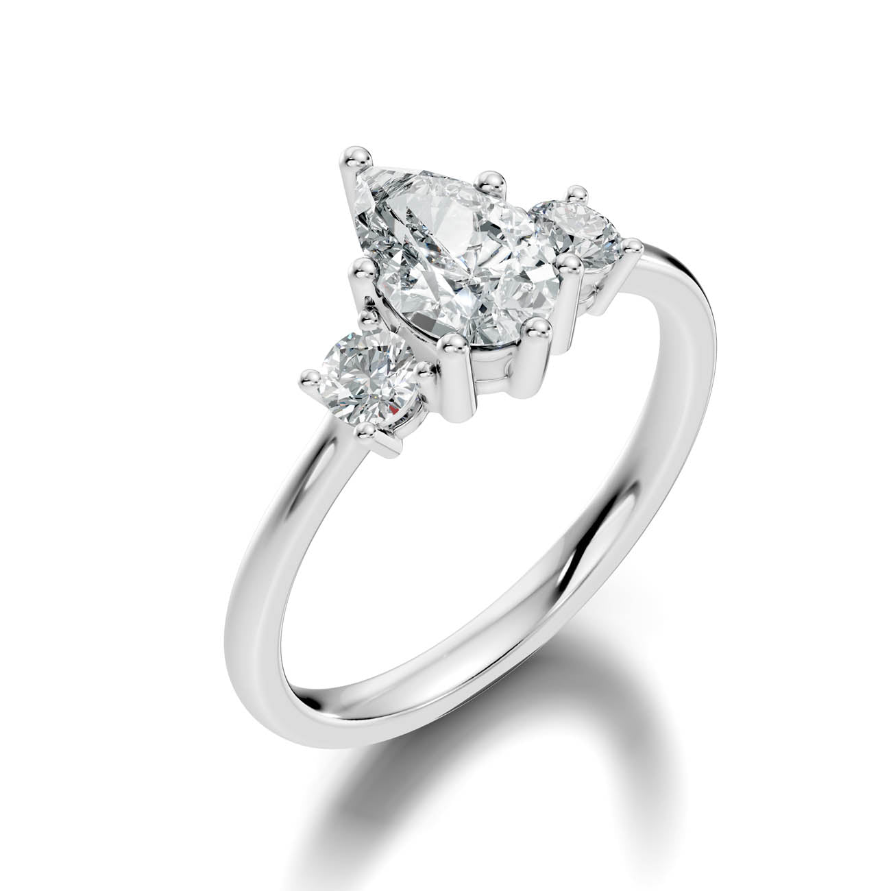 .50-1.00 Ct. Classic Pear Cut Diamond Ring with Round Side Stones (b14-c) 9