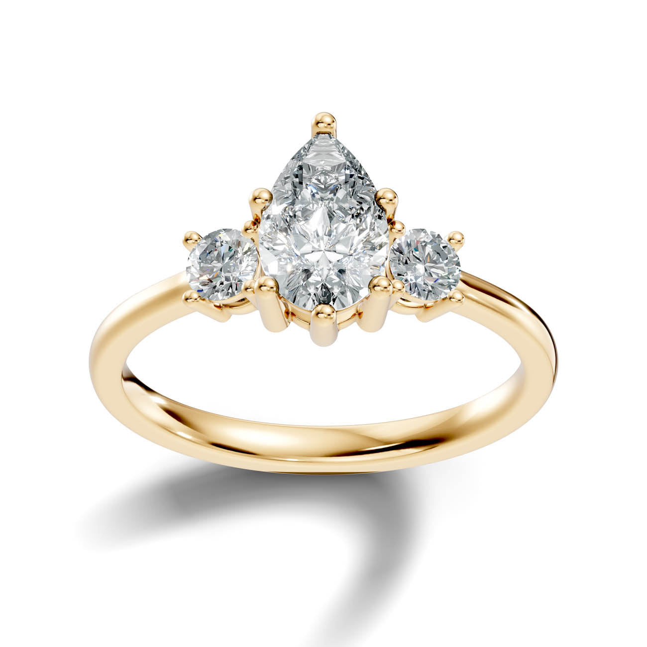 .50-1.00 Ct. Classic Pear Cut Diamond Ring with Round Side Stones (b14-c) 4