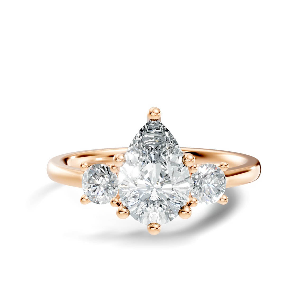 .50-1.00 Ct. Classic Pear Cut Diamond Ring with Round Side Stones (b14-c) 10