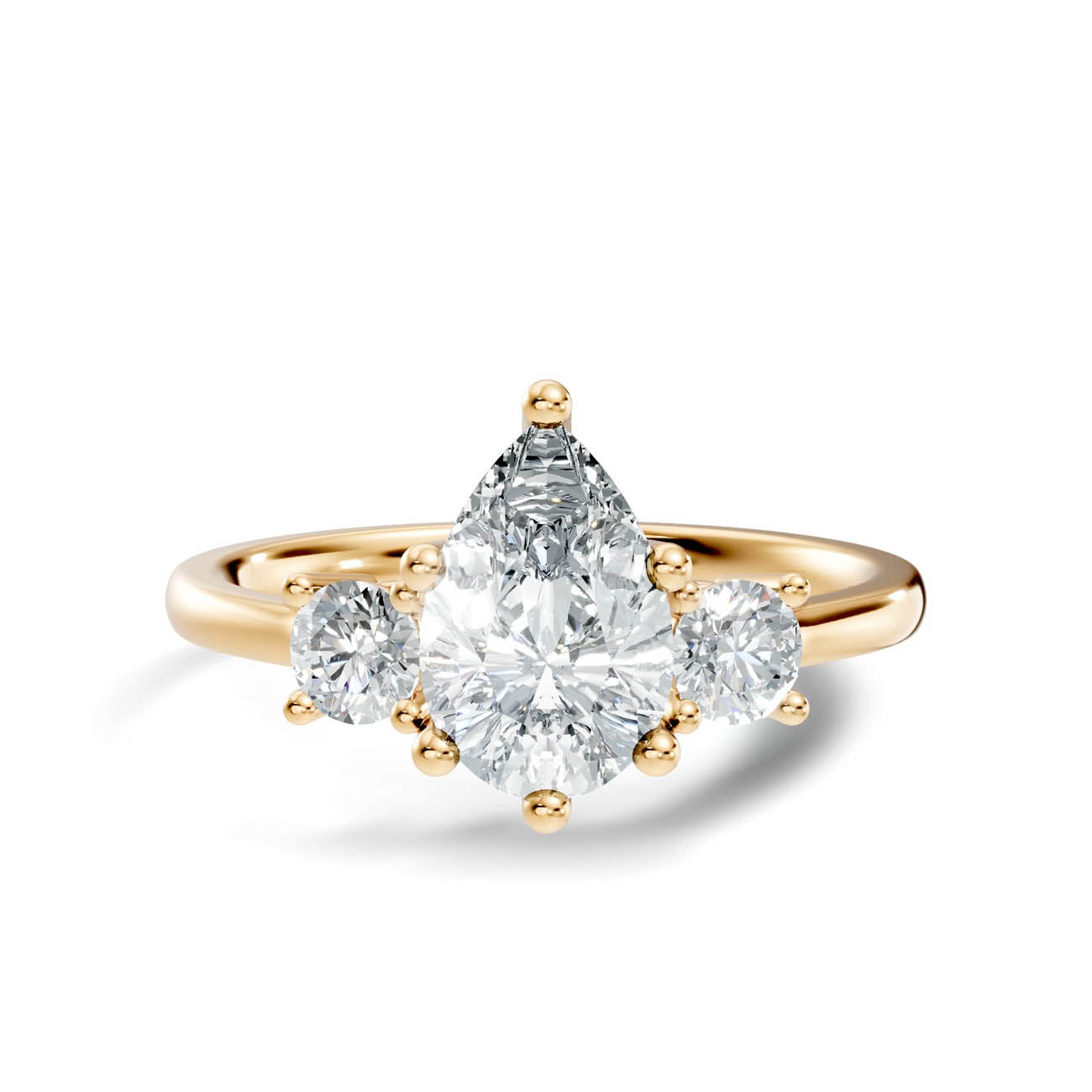 .50-1.00 Ct. Classic Pear Cut Diamond Ring with Round Side Stones (b14-c) 3