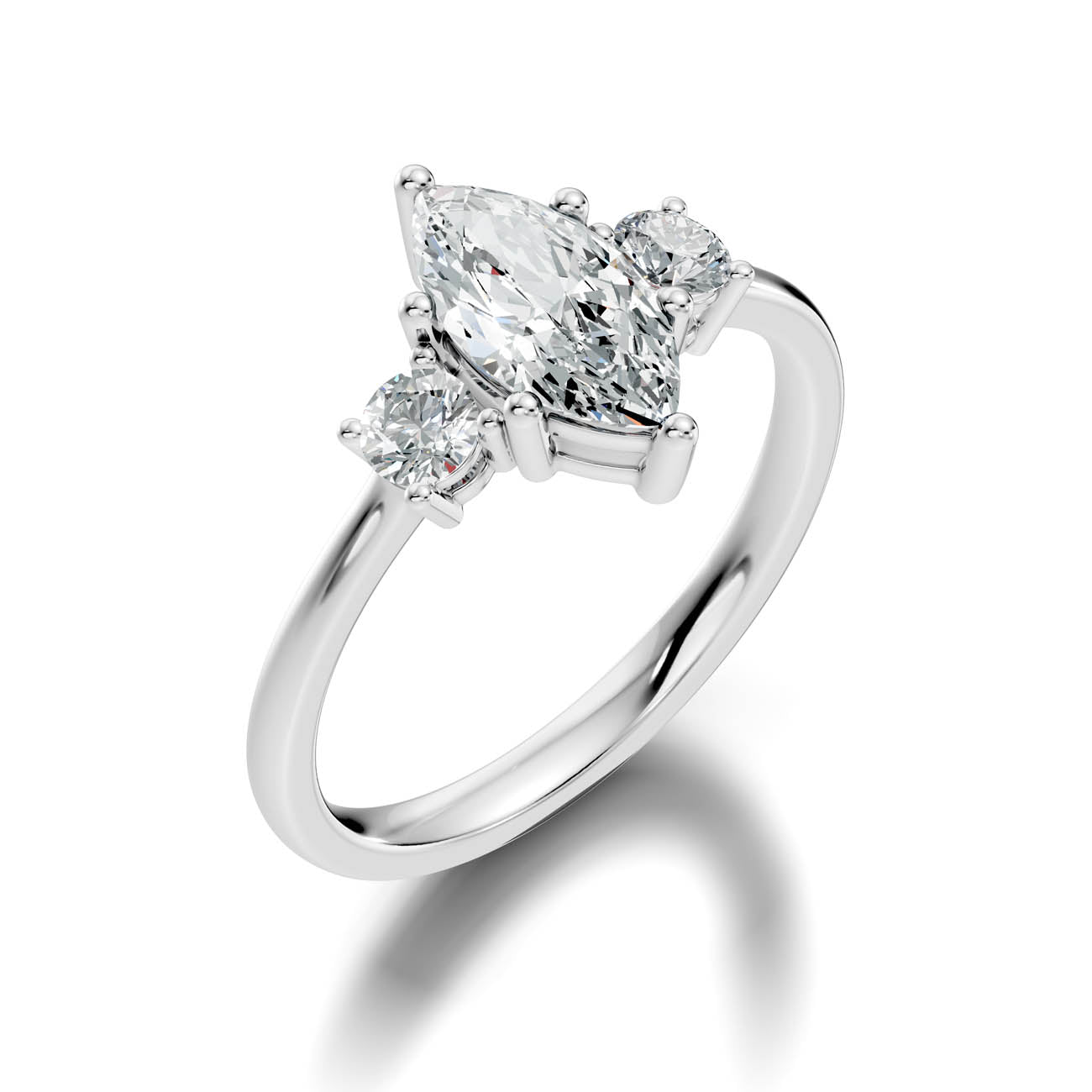 .50-1.00 Ct. Classic Marquise Diamond Ring with Round Side Stones (b14-f) 9