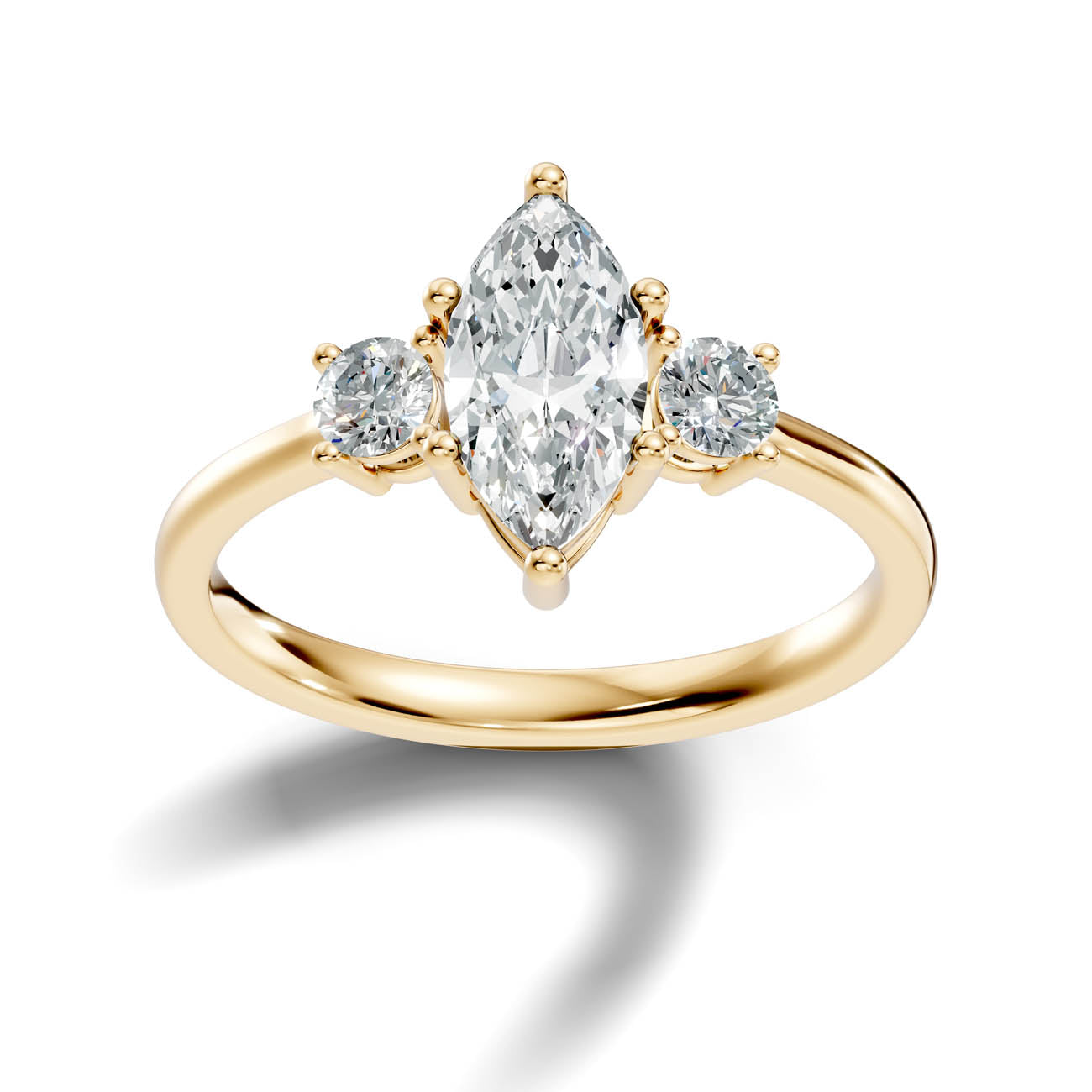 .50-1.00 Ct. Classic Marquise Diamond Ring with Round Side Stones (b14-f) 13