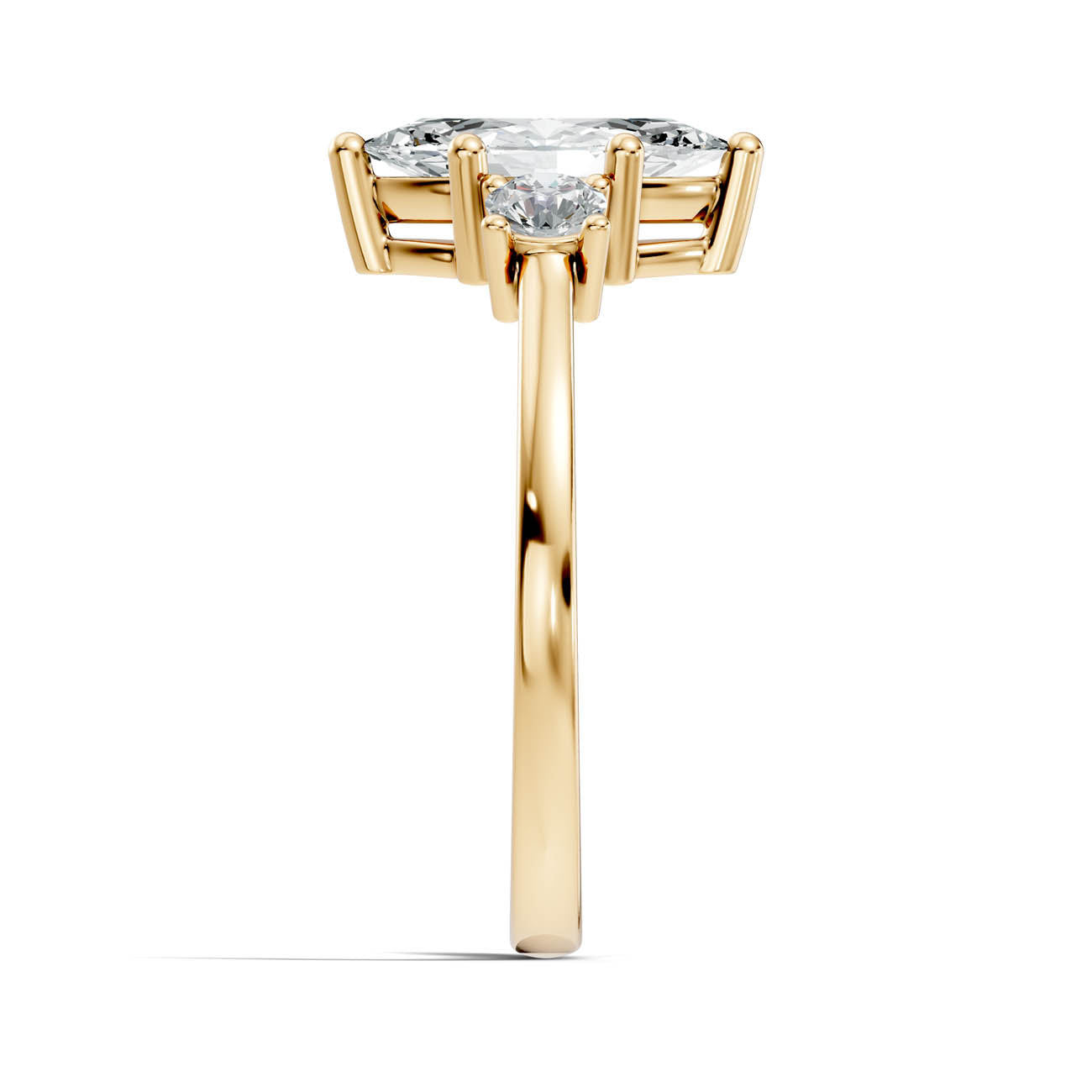 .50-1.00 Ct. Classic Marquise Diamond Ring with Round Side Stones (b14-f) 14