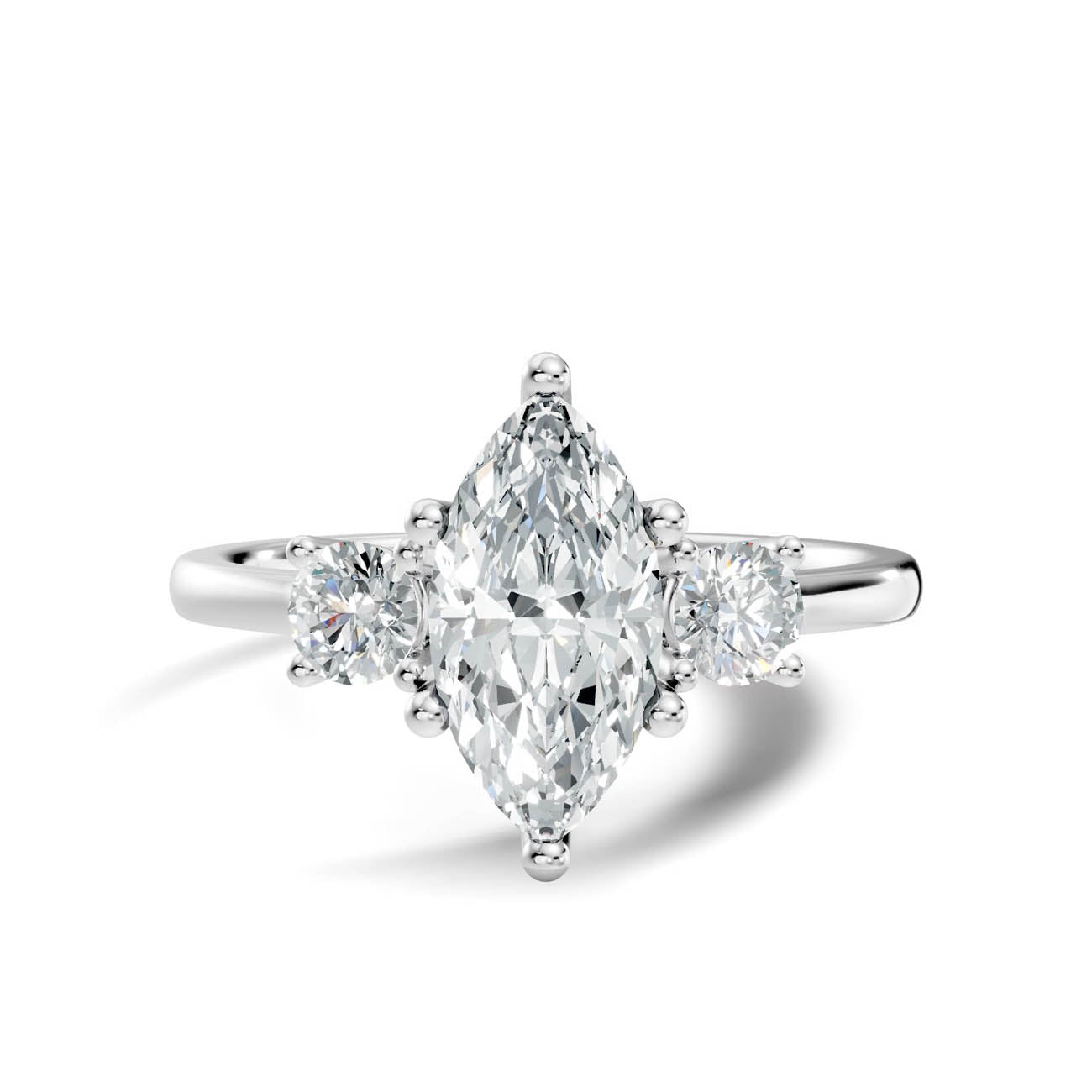 .50-1.00 Ct. Classic Marquise Diamond Ring with Round Side Stones (b14-f) 6