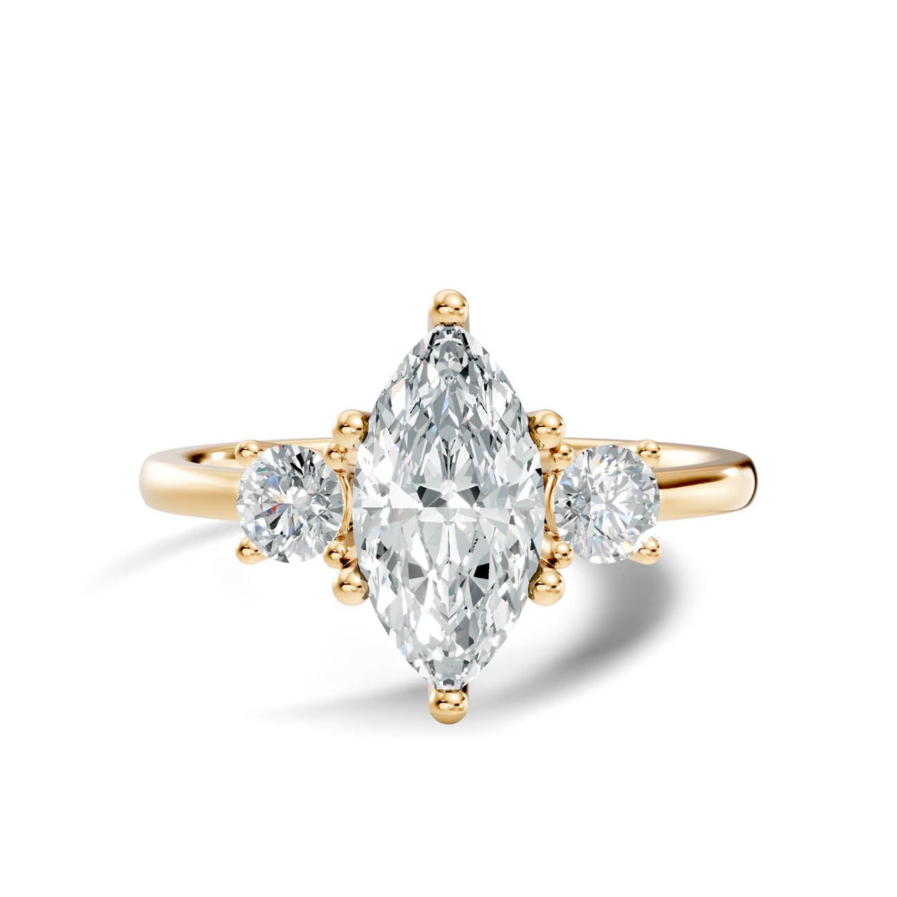 .50-1.00 Ct. Classic Marquise Diamond Ring with Round Side Stones (b14-f) 11