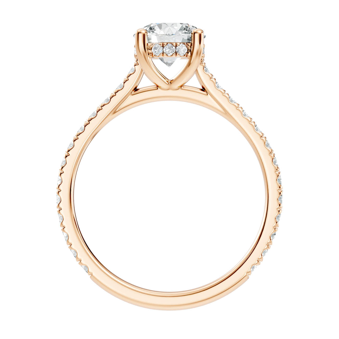 .50-1.50 Ct. Round Diamond Pavé Ring with Hidden Halo and Four-Prong Setting (b16-a) 4