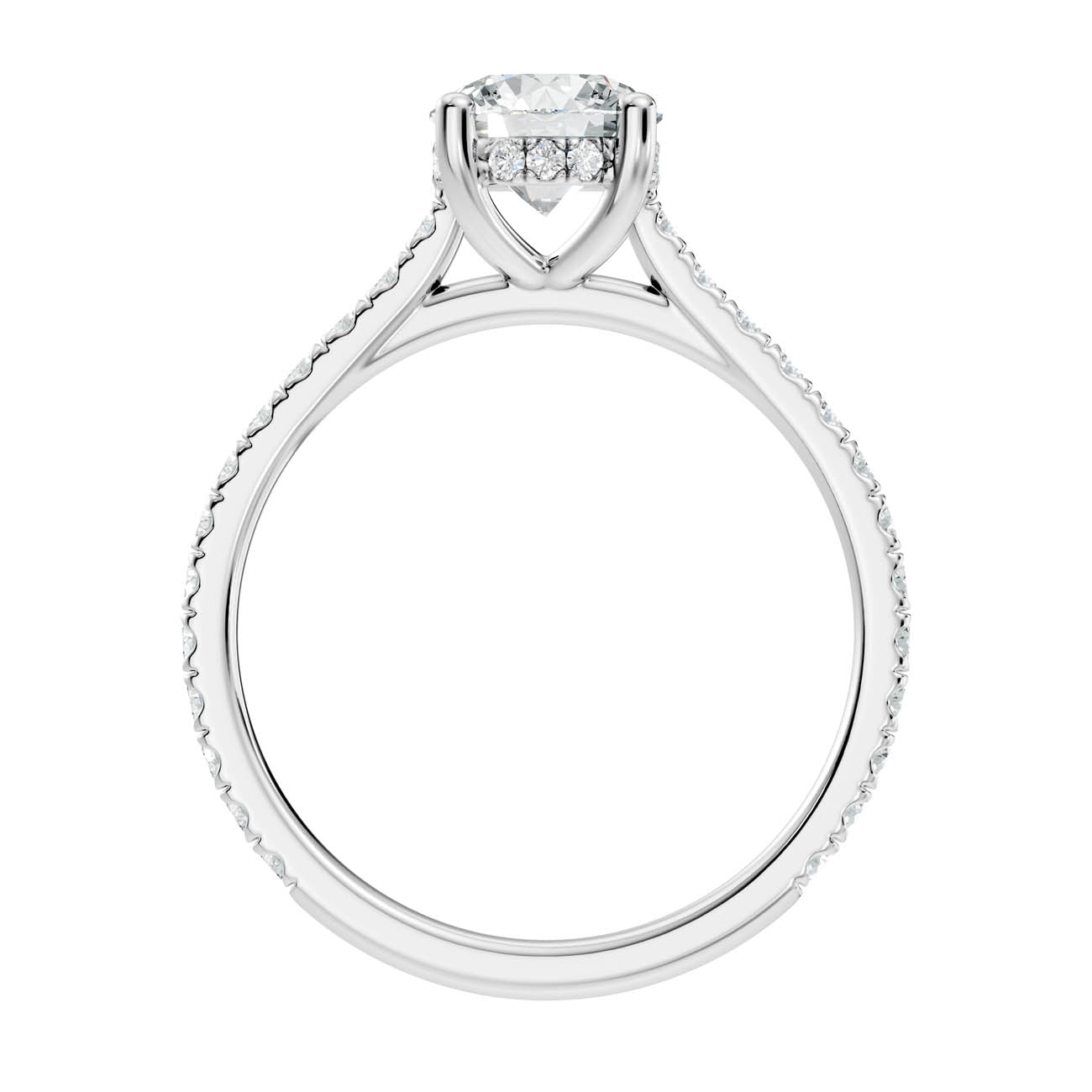 .50-1.50 Ct. Round Diamond Pavé Ring with Hidden Halo and Four-Prong Setting (b16-a) 9