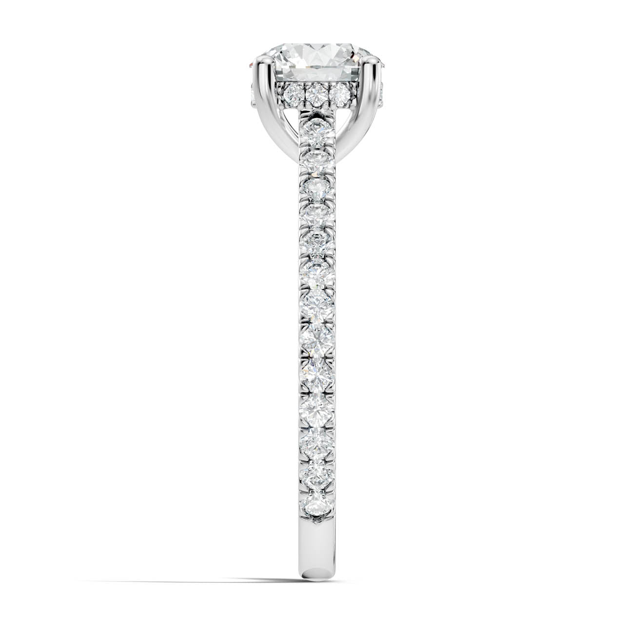 .50-1.50 Ct. Round Diamond Pavé Ring with Hidden Halo and Four-Prong Setting (b16-a) 10