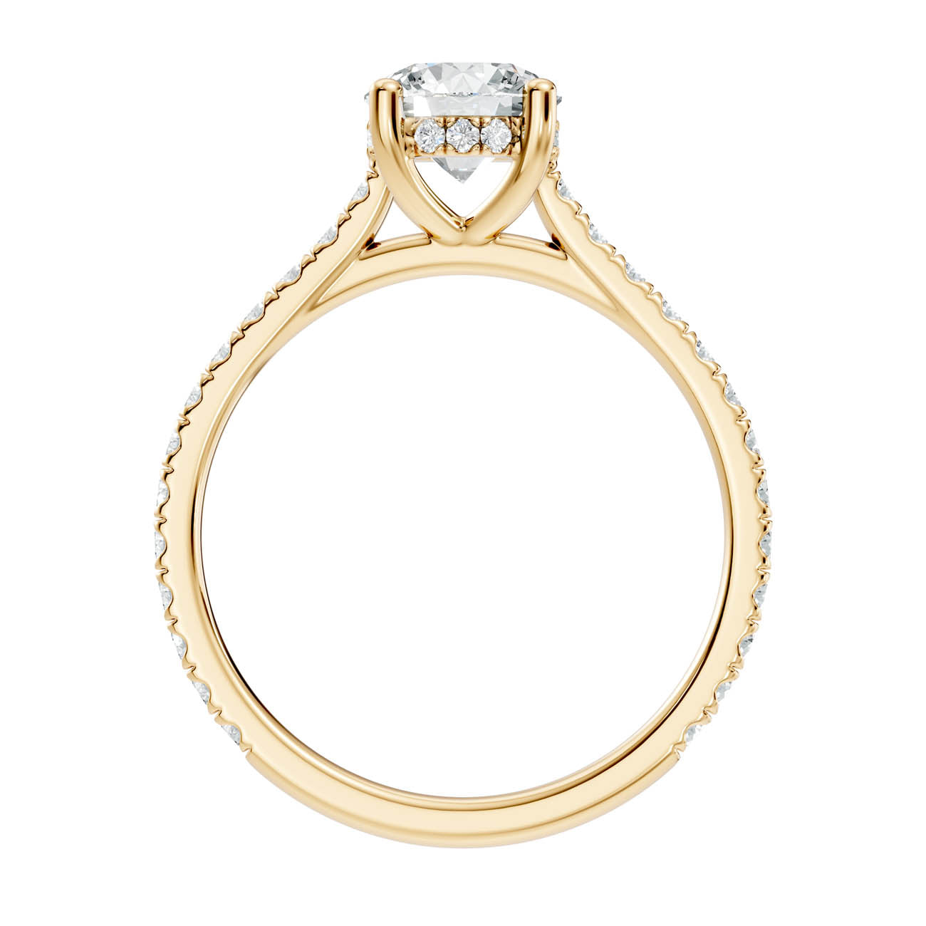 .50-1.50 Ct. Round Diamond Pavé Ring with Hidden Halo and Four-Prong Setting (b16-a) 13