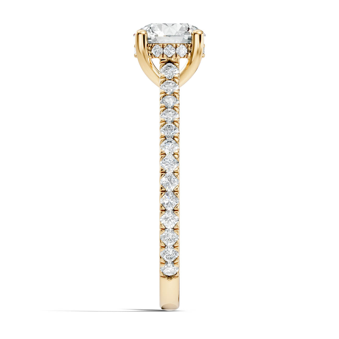 .50-1.50 Ct. Round Diamond Pavé Ring with Hidden Halo and Four-Prong Setting (b16-a) 15